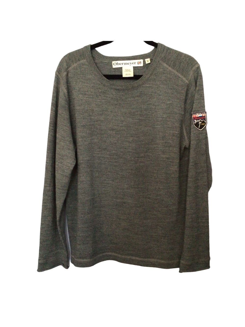 Obermeyer Charcoal Crewneck Men’s Sweater Vintage Aspen Patch Sz Medium